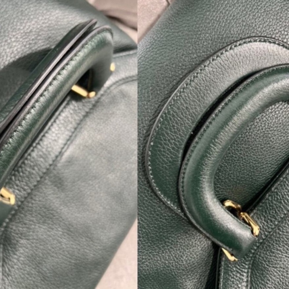 Dolce & Gabbana Green Pebbled Leather Fold-Over Bag - Picture 14 of 15